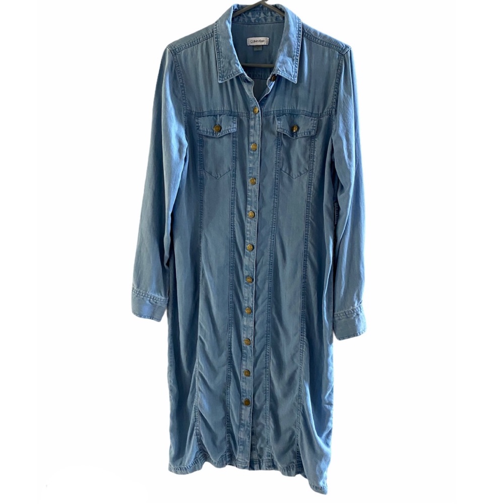 🎆Calvin Klein | Midi Button Down Denim Dress - 10